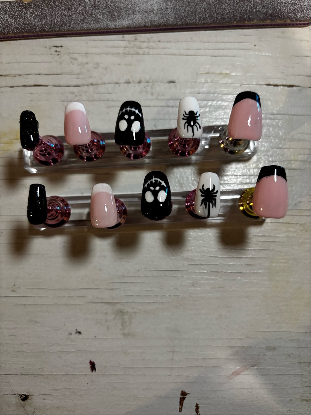 Pink & Black Halloween Nail Set - Accessories